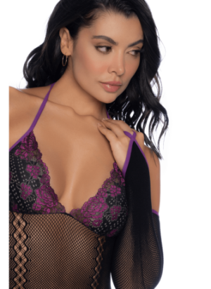 Body noir et violet et mitaines amovibles - MAL1121BKPU